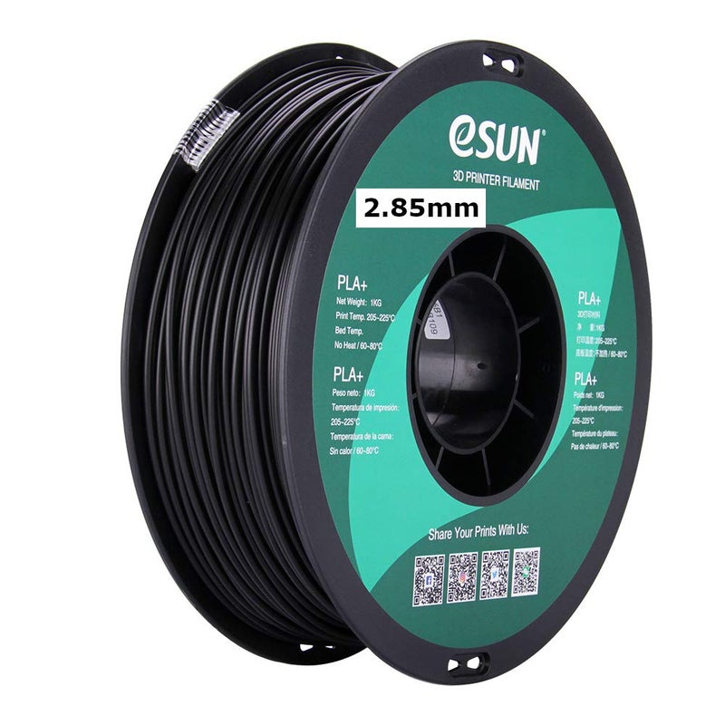 eSUN 3mm Black PLA PRO (PLA+) 3D Printer Filament 1KG Spool (2.2lbs), Actual Diameter 2.85mm +/- 0.05mm, Black - Image 1